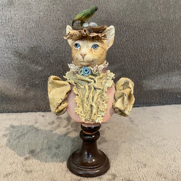 Vintage Wayne Kleski Katherine's Collection Victorian Cat Bust "Birdie" 8" Tall - Picture 1 of 9